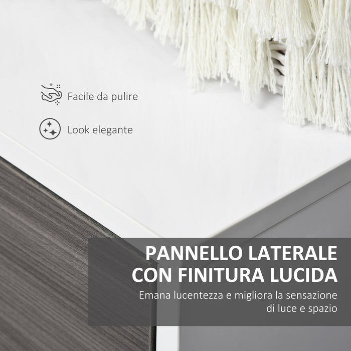 Mobile Credenza 2 Ante 2 Cassetti 117x36x74 cm in Legno Bianco e Grigio Scuro