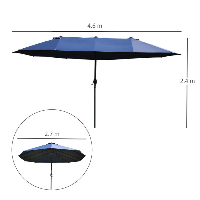 Ombrellone da Giardino Doppio 460x270x240 cm in Acciaio e Poliestere Blu