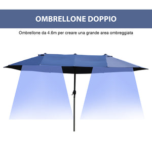 Ombrellone da Giardino Doppio 460x270x240 cm in Acciaio e Poliestere Blu