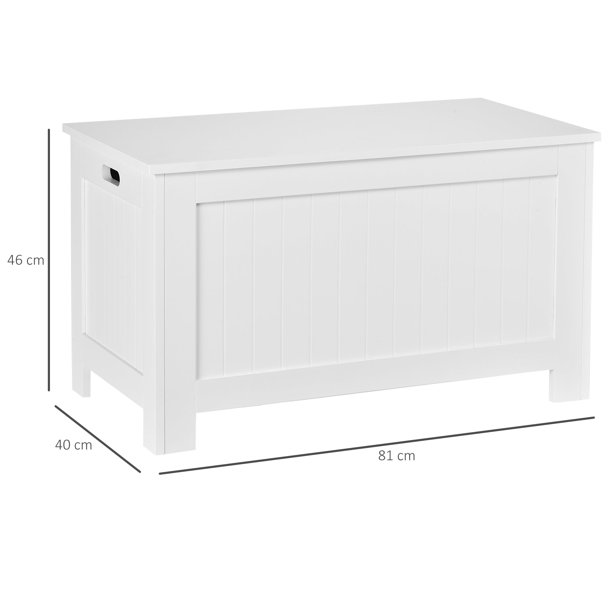 Baule Cassapanca Pouf Contenitore  81x40x46 cm in Legno e MDF Bianco