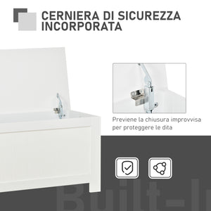 Baule Cassapanca Pouf Contenitore  81x40x46 cm in Legno e MDF Bianco