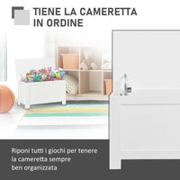 Baule Cassapanca Pouf Contenitore  81x40x46 cm in Legno e MDF Bianco