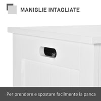 Baule Cassapanca Pouf Contenitore  81x40x46 cm in Legno e MDF Bianco