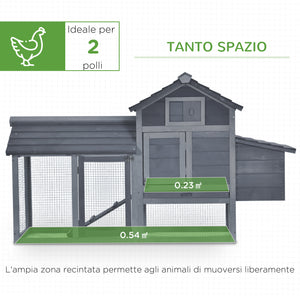 Pollaio Gabbia per Galline da Esterno 150,5x54x87 cm in Legno Grigio