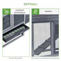 Pollaio Gabbia per Galline da Esterno 150,5x54x87 cm in Legno Grigio