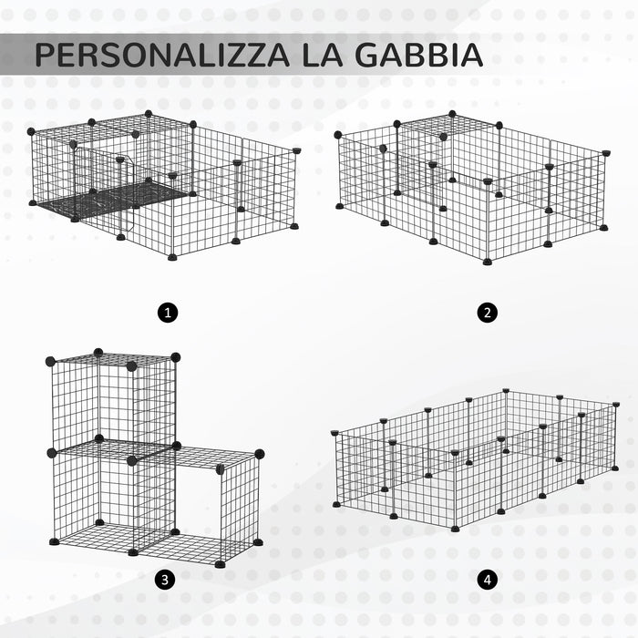 Gabbia per Conigli e Porcellini dIndia Modulabile 105x70x35 cm in Acciaio Nero