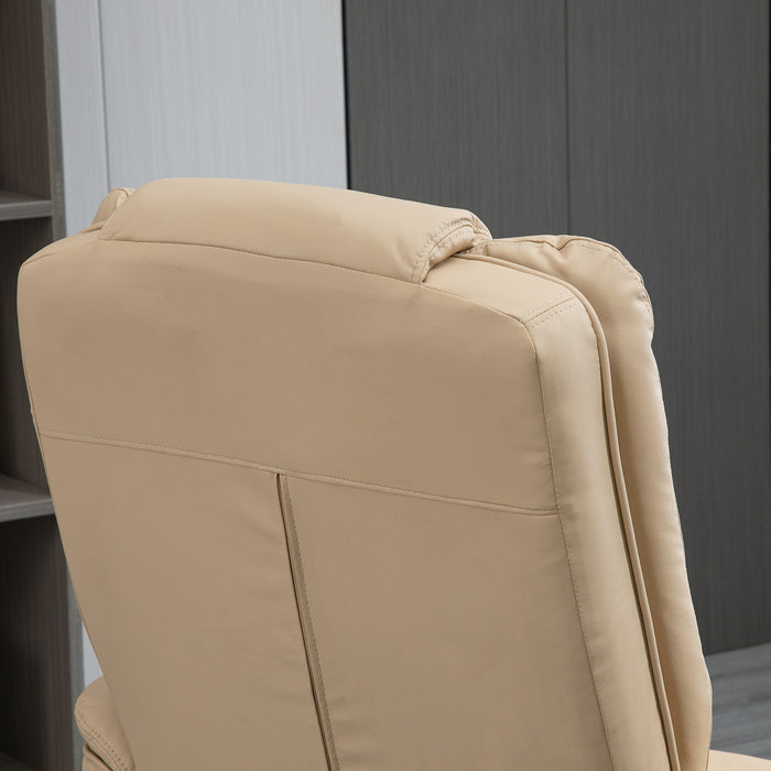 Poltrona Relax Reclinabile Manuale 79x80x102 cm con Poggiapiedi in Similpelle Beige