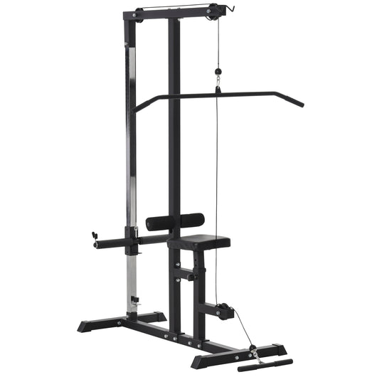 Stazione Fitness Multifunzione 107Lx120x190 cm con Panca e Cavo Regolabile Nero