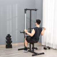 Stazione Fitness Multifunzione 107Lx120x190 cm con Panca e Cavo Regolabile Nero