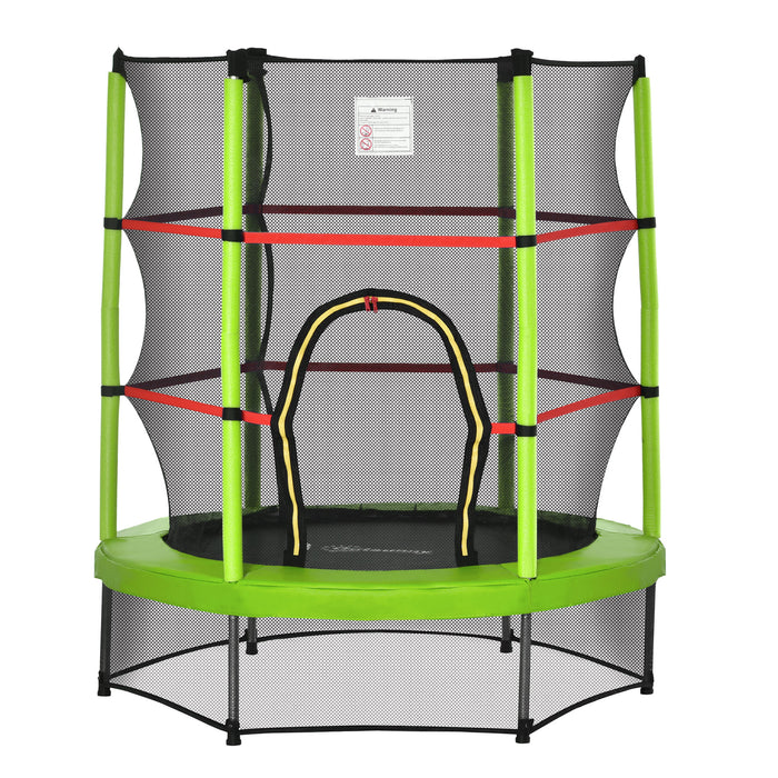 Trampolino Tappeto Elastico per Bambini Ø140x160 cm in Metallo Verde e Nero