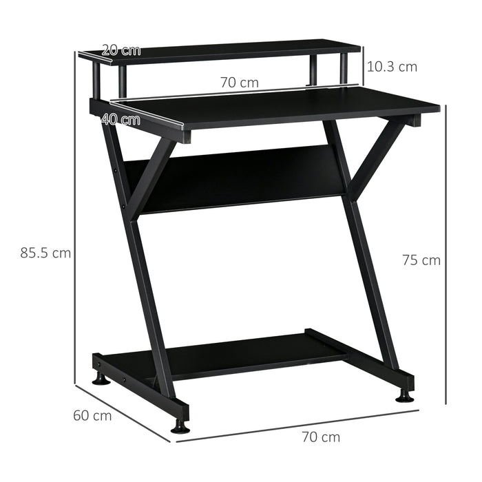 Scrivania da Ufficio 70x60x85,5 cm Ripiano Monitor Rialzato in Legno Nero