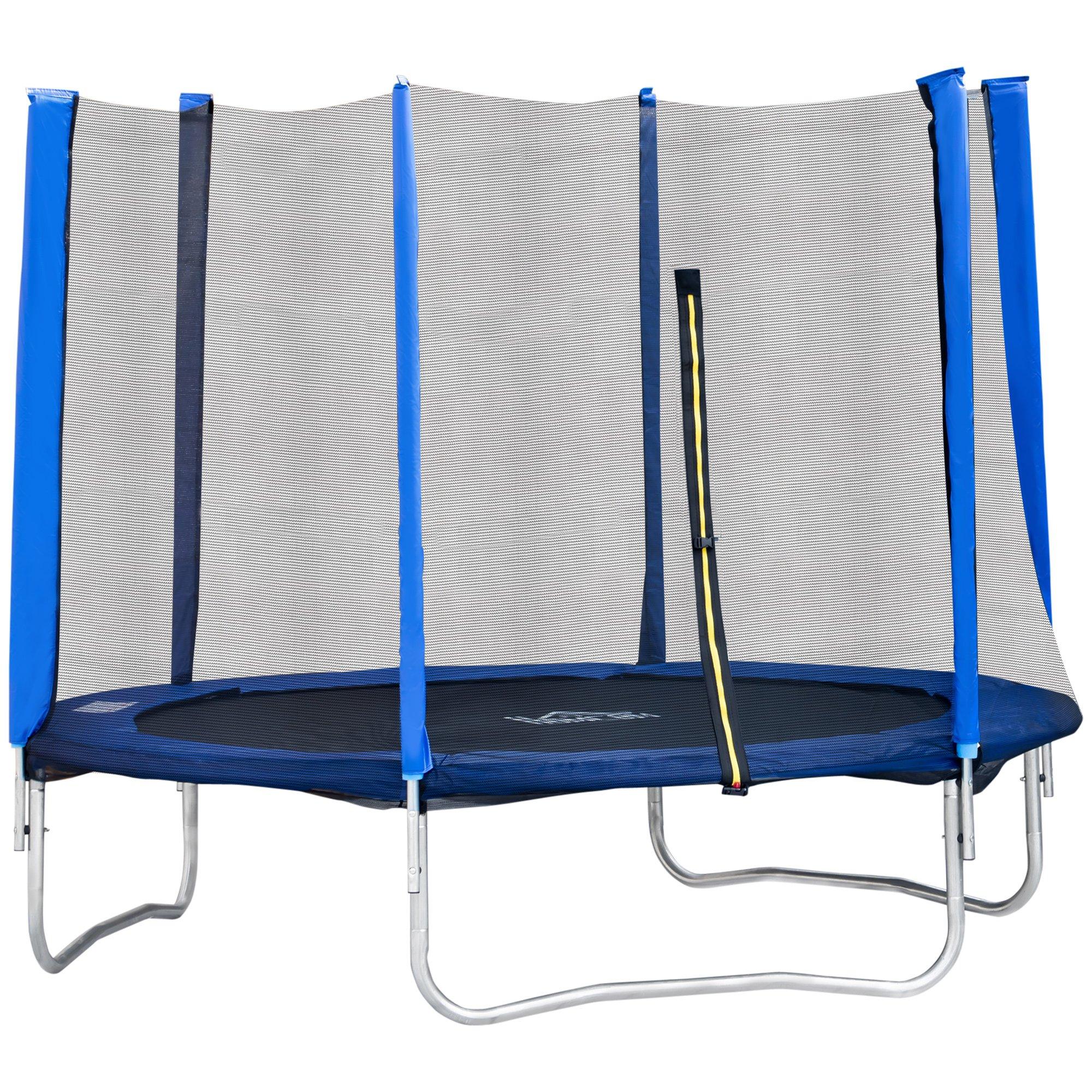 Trampolino Tappeto Elastico 244x244x205 cm per Adulti e Bambini Blu e Nero