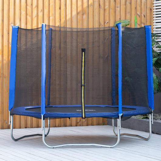 Trampolino Tappeto Elastico 244x244x205 cm per Adulti e Bambini Blu e Nero