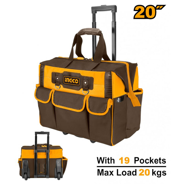 Borsa porta attrezzi 19 tasche base rigida Portattrezzi utensili trolley Ingco HRRTB2015