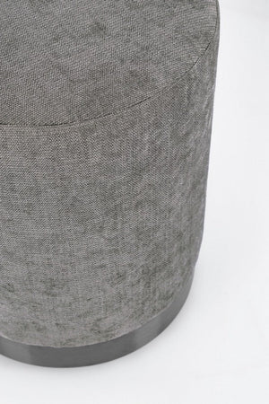 Pouf ⌀ 35x42 cm Ernestine in Tessuto Grigio