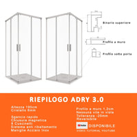 Box Doccia Angolare 70x90 cm 2 Ante Scorrevoli in Cristallo Acidato 6mm H195 Bonussi Sofie