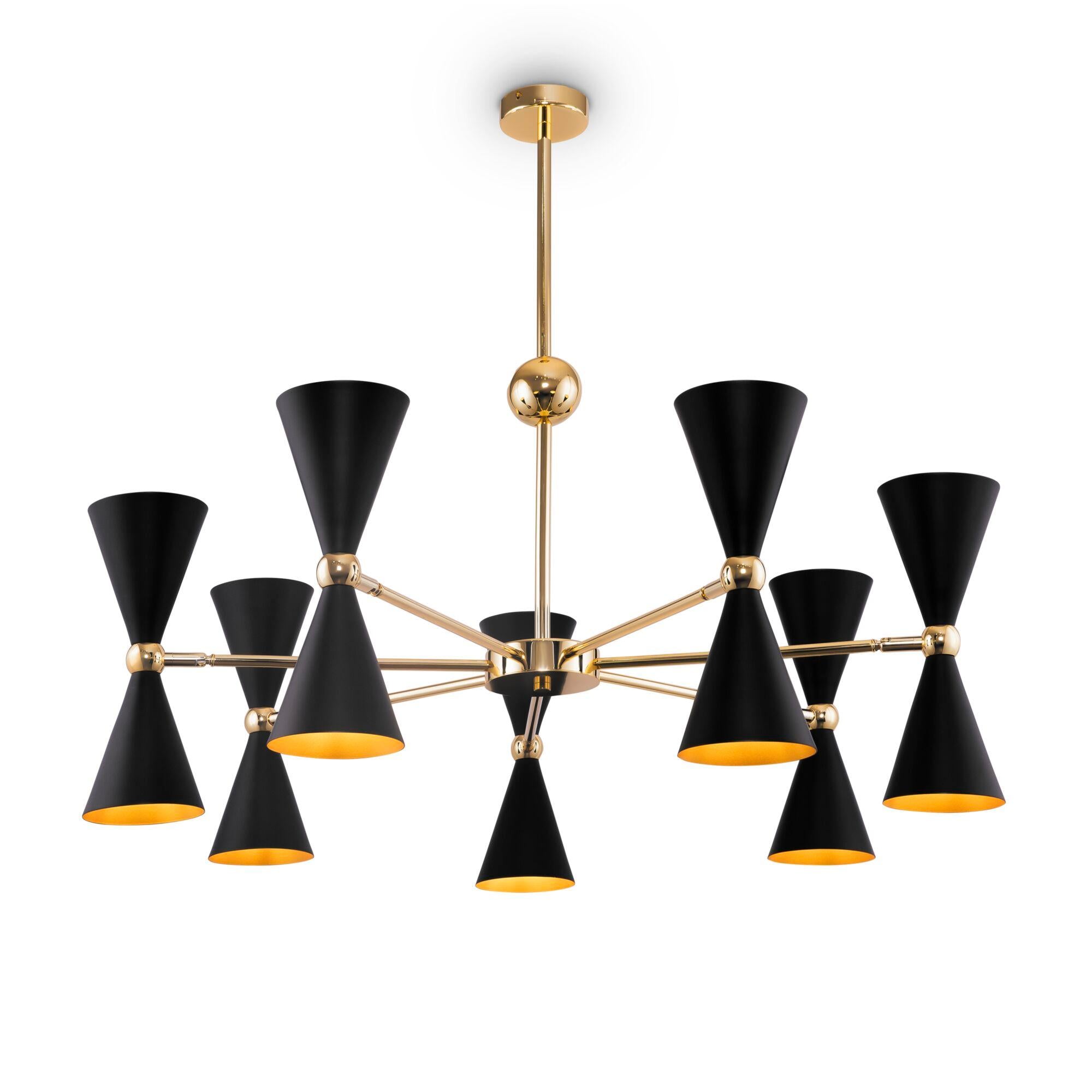 Lampada pendente Modern in Metallo Vesper Nero con Oro