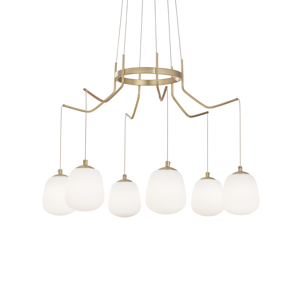 Sospensione Contemporanea Karousel Metallo Ottone 6 Luci G9 3W 3000K Luce Calda