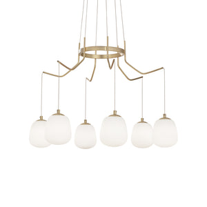 Sospensione Contemporanea Karousel Metallo Ottone 6 Luci G9 3W 3000K Luce Calda