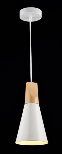 Lampada pendente Pendant in Metallo e Legno Bicones Bianco