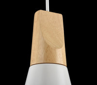 Lampada pendente Pendant in Metallo e Legno Bicones Bianco