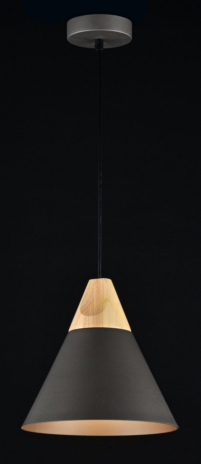 Lampada pendente Pendant in Metallo e Legno Bicones Nero