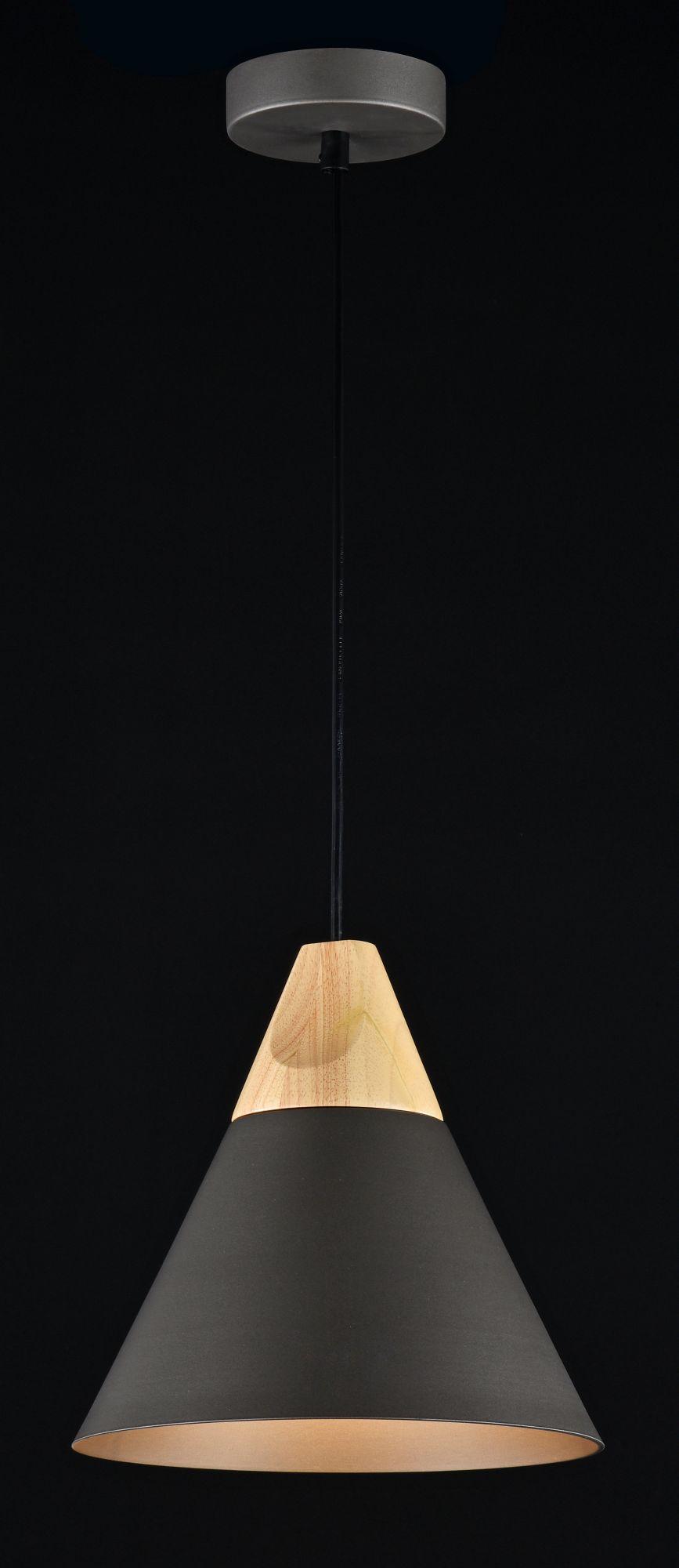 Lampada pendente Pendant in Metallo e Legno Bicones Nero