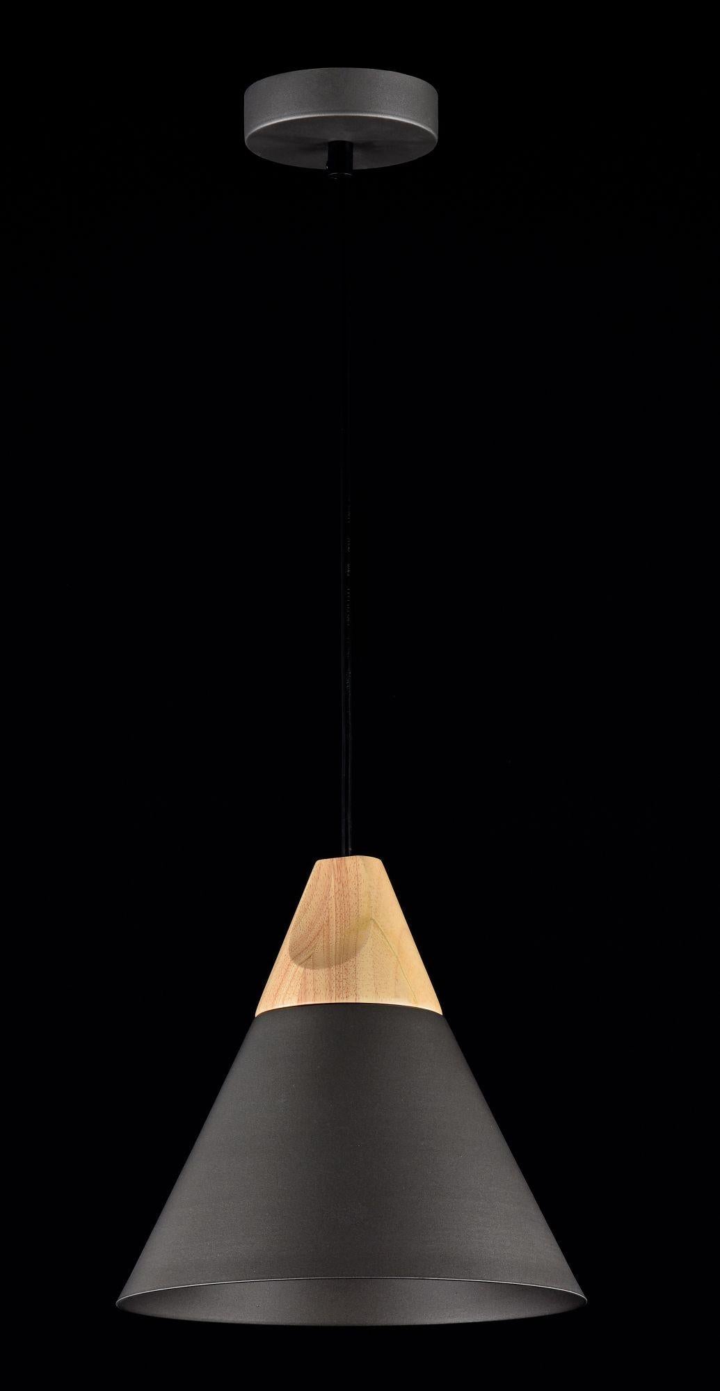 Lampada pendente Pendant in Metallo e Legno Bicones Nero