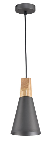 Lampada pendente Pendant in Metallo e Legno Bicones Grigio