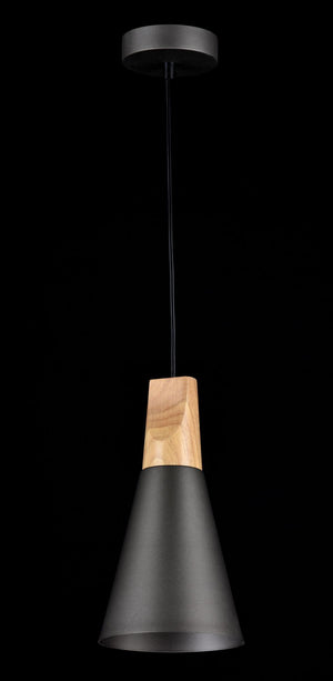 Lampada pendente Pendant in Metallo e Legno Bicones Grigio