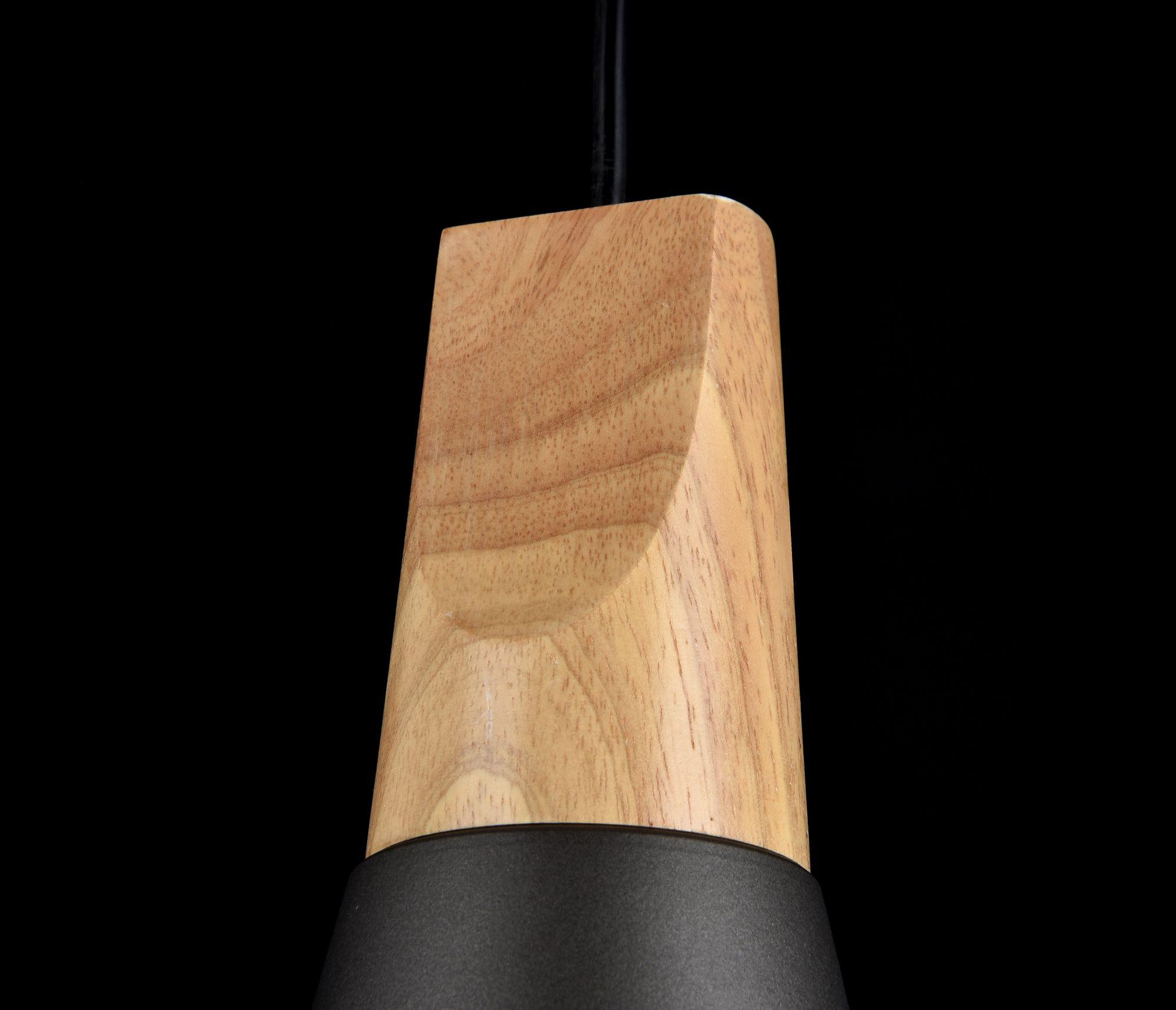 Lampada pendente Pendant in Metallo e Legno Bicones Grigio