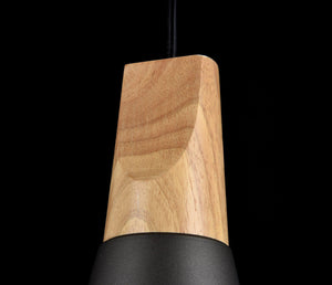 Lampada pendente Pendant in Metallo e Legno Bicones Grigio