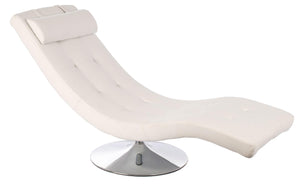 Poltrona Chaise Longue 180x60x90 cm in Similpelle Sleeper Bianca