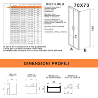 Box Doccia angolare 70x70 cm 2 ante Saloon in Cristallo trasparente 6mm H195 Bonussi Marty