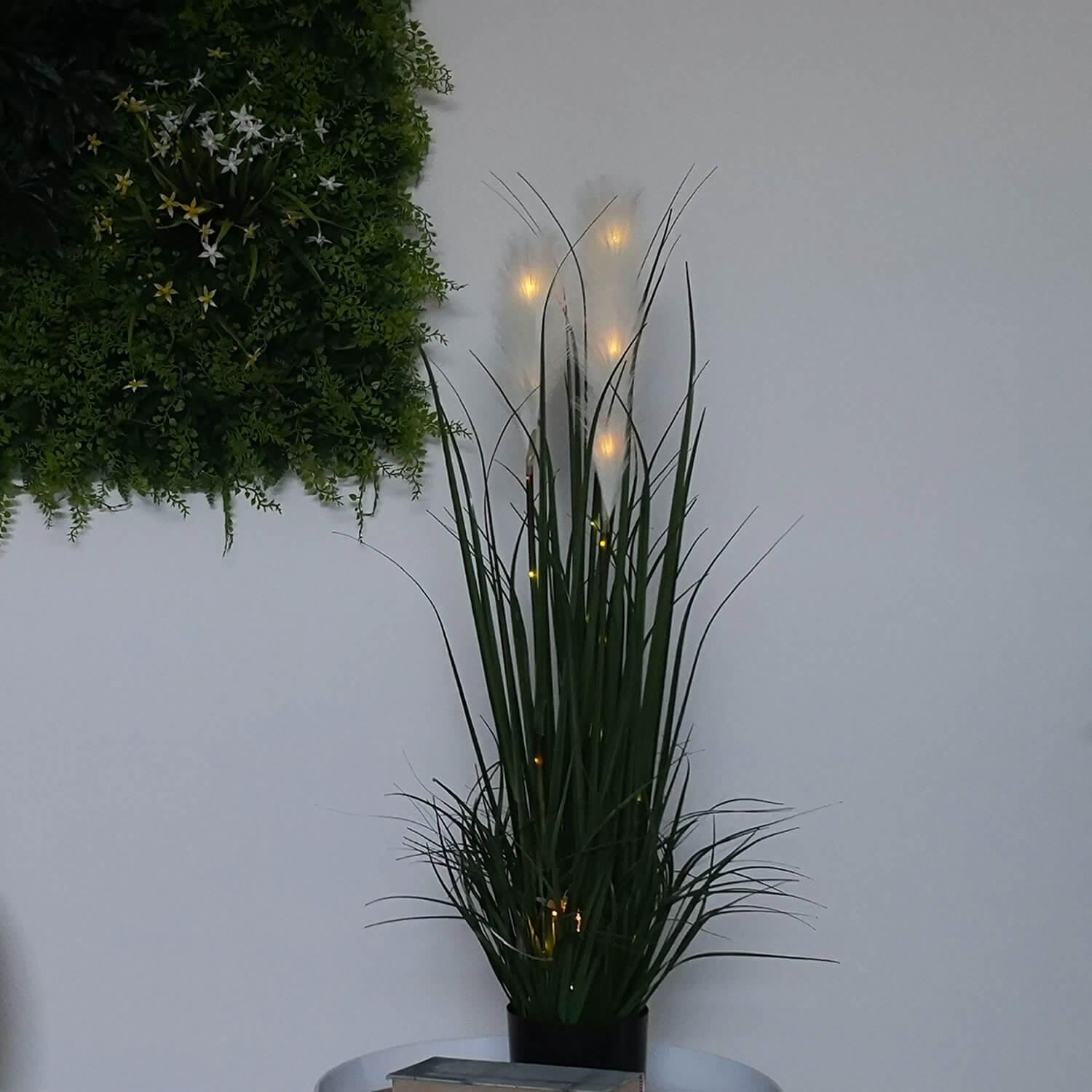 Pianta Artificiale H160 cm con Luci LED e Vaso Verde