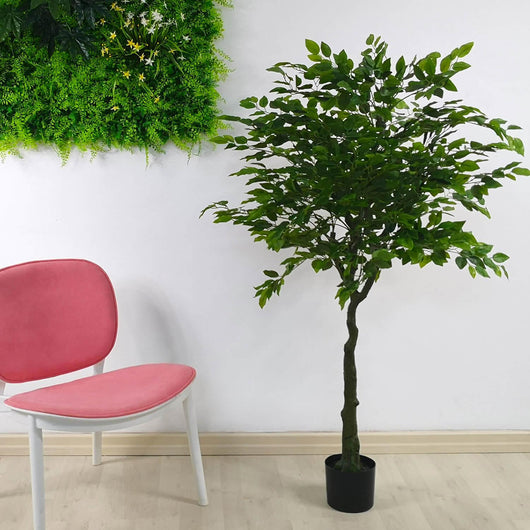 Pianta Artificiale H160 cm Ficus con Vaso Verde