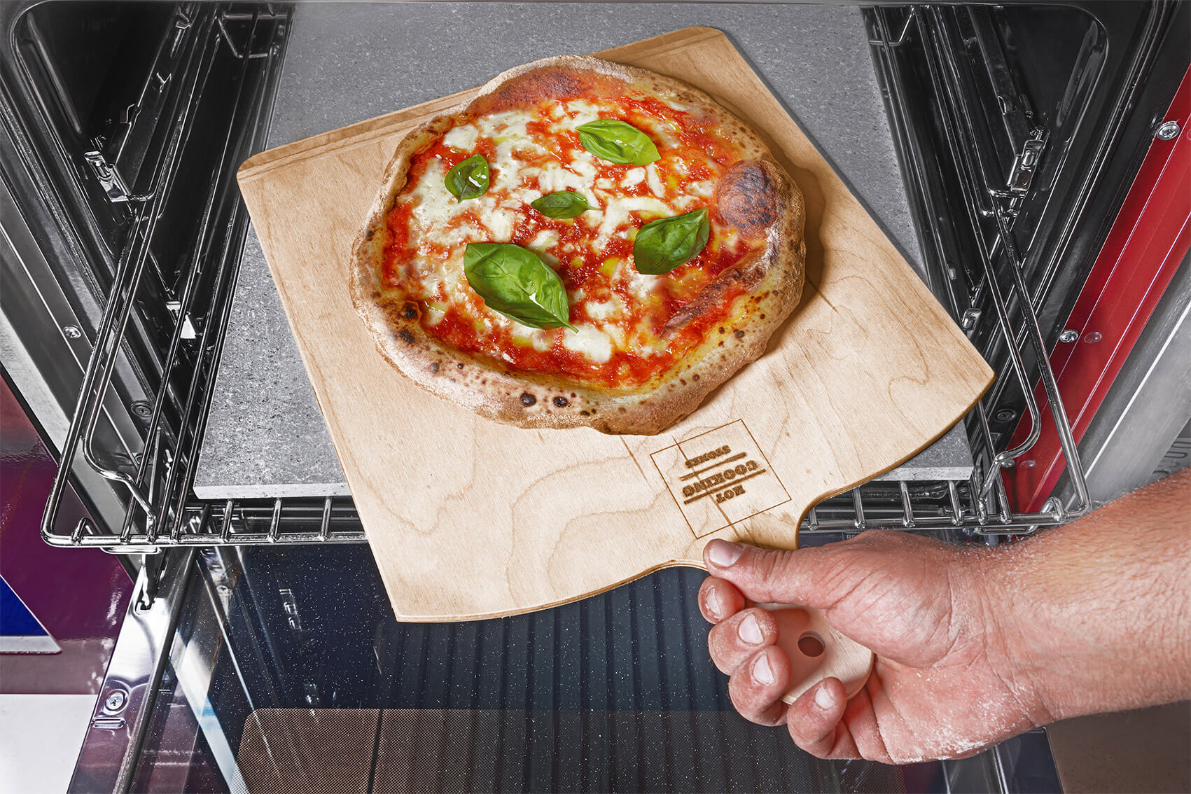 Set Pietra Lavica + Pala in Legno 30x35 cm da Forno per Pizza Napoletana