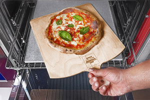 Set Pietra Lavica + Pala in Legno 34x40 cm da Forno per Pizza Napoletana