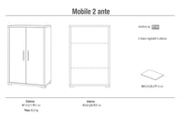 Mobile 2 Ante 71x110x41 cm Ossido Bianco/Cemento