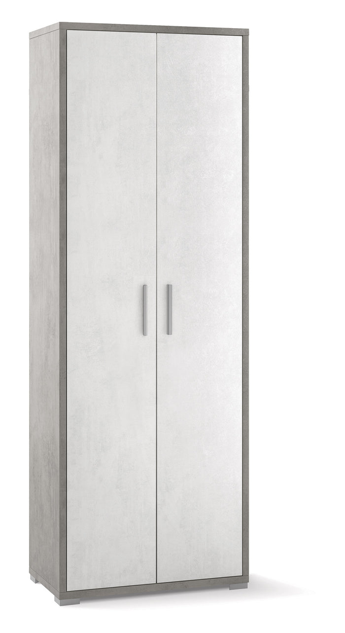 Armadio 2 Ante 71x199x41 cm Cemento/Ossido Bianco