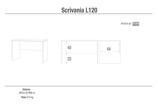 Scrivania 120x76x69 cm Ossido Bianco