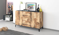 Credenza 3 Ante + 1 cassetto 120x40x82 cm Sunrise Bianco Lucido e Acero Pereira