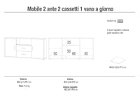 Mobile 2 Ante 2 Cassetti 174x84x41 cm Ossido Bianco