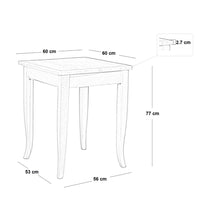 Tavolo in legno grezzo da cm 60 x 60 piedi a sciabola