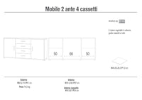 Mobile 2 Ante 4 Cassetti 174x84x41 cm Ossido Bianco