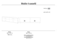 Mobile con 4 Cassetti 179x50x47 cm Ossido Bianco