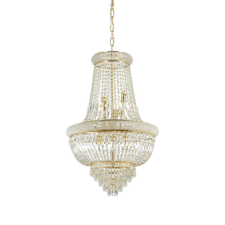 Lampadario Classico Dubai Metallo-Cristallo Ottone 10 Luci E14