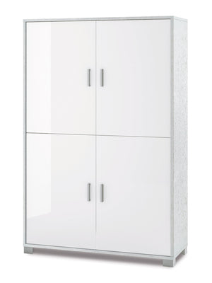 Mobile 4 Ante 107x162x41 cm Bianco Fiammato/Bianco Lucido