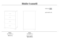 Mobile 4 Cassetti 70x112x41 cm Cemento/Ossido Bianco