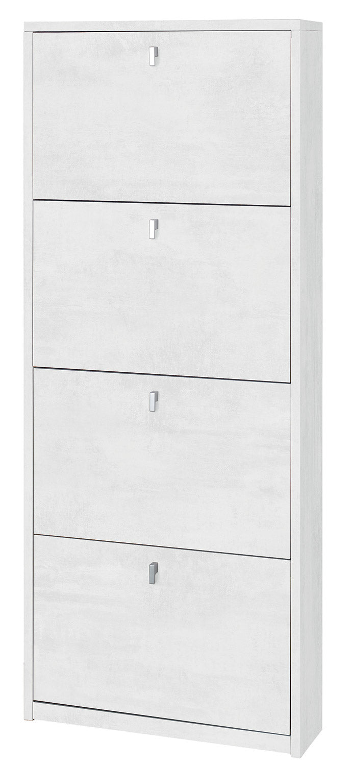 Scarpiera 4 Ante 63x154x18 cm Ossido Bianco